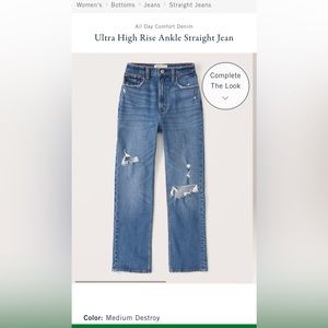 NWT Abercrombie Ultra High Rise Ankle Straight Jean